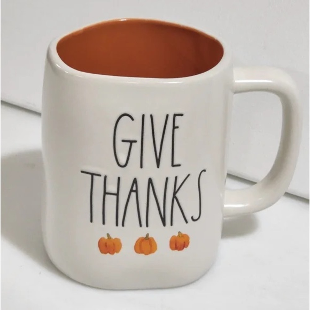 NEW Rae Dunn Give Thanks Watercolor Pumpkin Mug